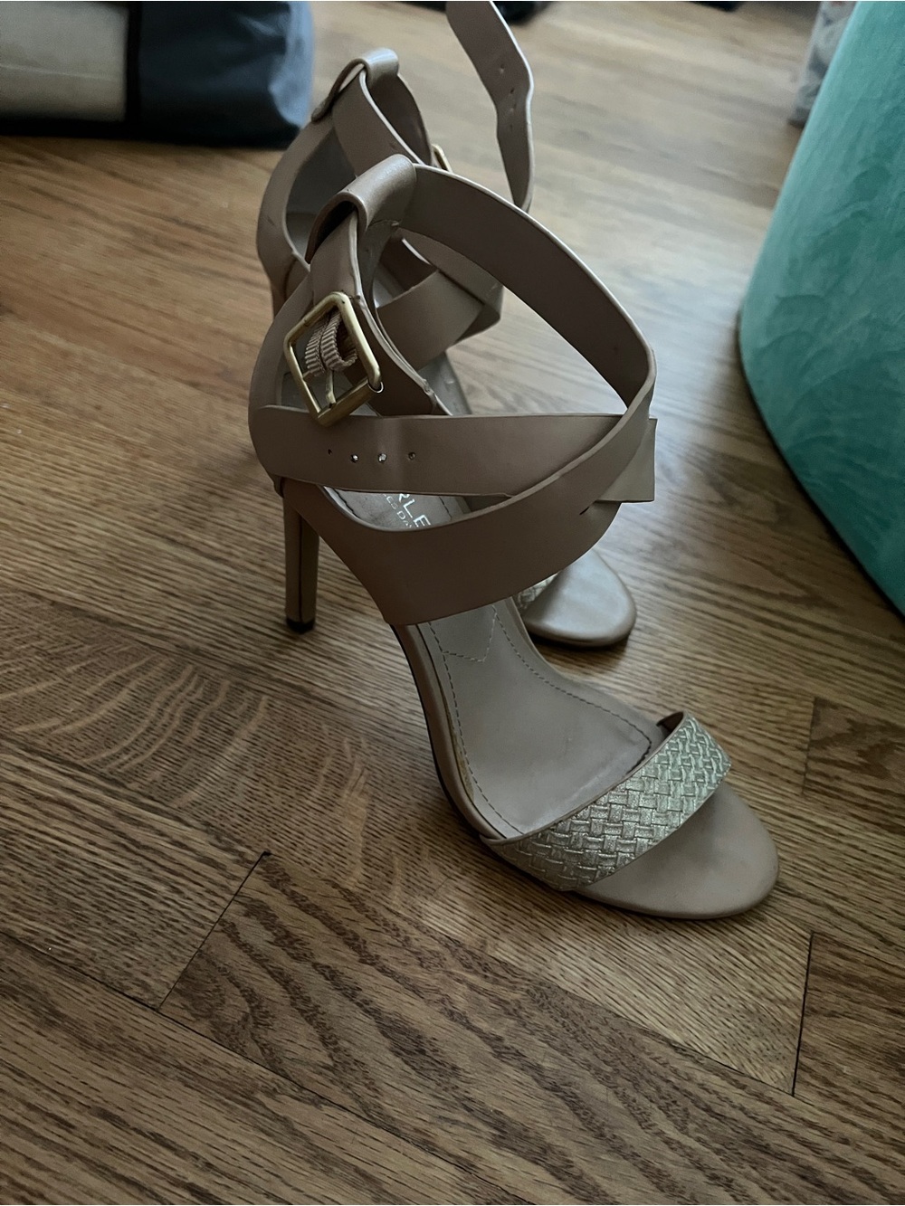 Women’s Nude and Gold Strappy Heels (Charles brand)
